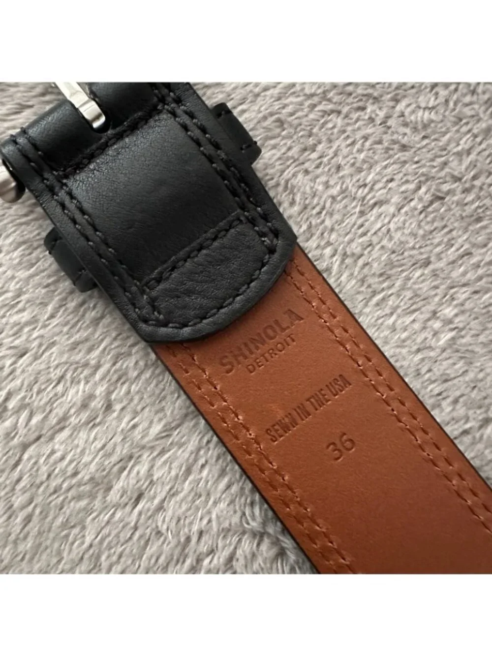 NWT Shinola Detroit Men's Leather Belt Black Size 36 Silver Buckle